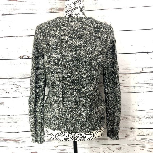 Maje Cable Knit Sweater Black White Heather/Marled Cotton/Linen/Kid Mohair M - Picture 4 of 8